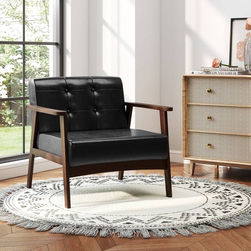 Costway 2PCS Accent Chair Button Tufted Mid-century Modern Lounge - See Details