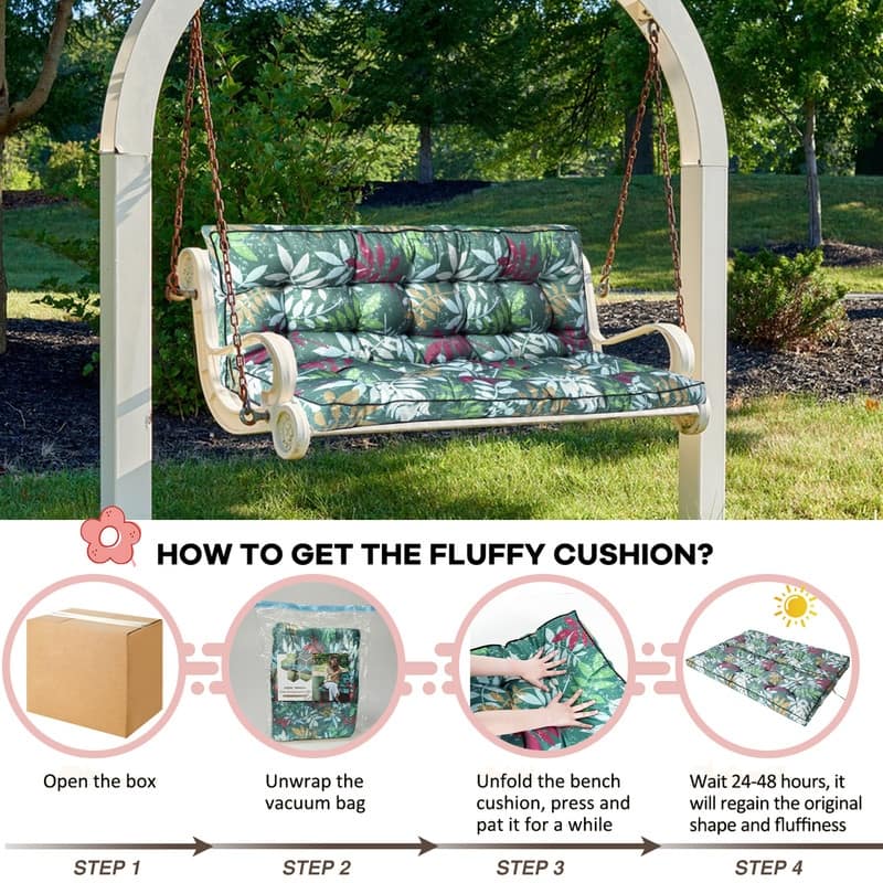 Porch Swing Replacement Cushion, 55in Outdoor Bench Cushions with Backrest Thicken 4"