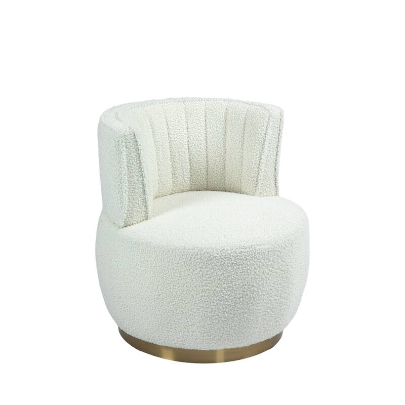 360 Swivel Barrel Chair, Velvet Modern Accent Chair, Upholstered Mid Century Comfy Arm Chair, Round Sherpa Side Chair