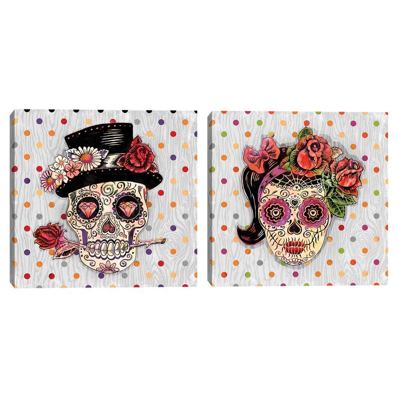 Sugar Skull Couple Dude, Sugar Skull Couple Girl by Geoff Allen Canvas Art Prints