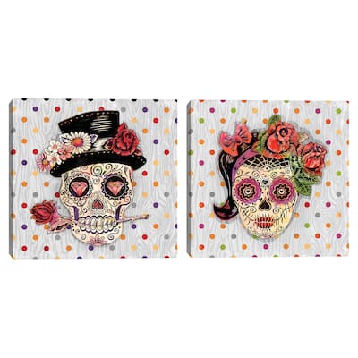 Sugar Skull Couple Dude, Sugar Skull Couple Girl by Geoff Allen Canvas Art Prints