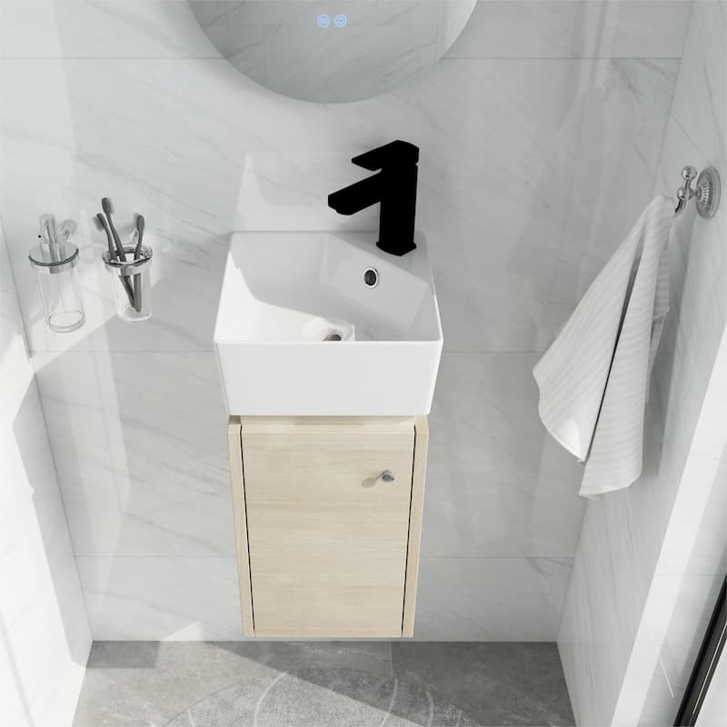 Bathroom Vanity With Sink In 12 Inch, Floating Bathroom Vanity With Soft Close Door