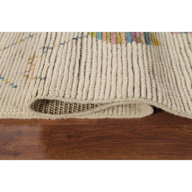 Geometric Moroccan Oriental Area Rug Hand-Knotted Wool Carpet - 5'2"x 8'5"