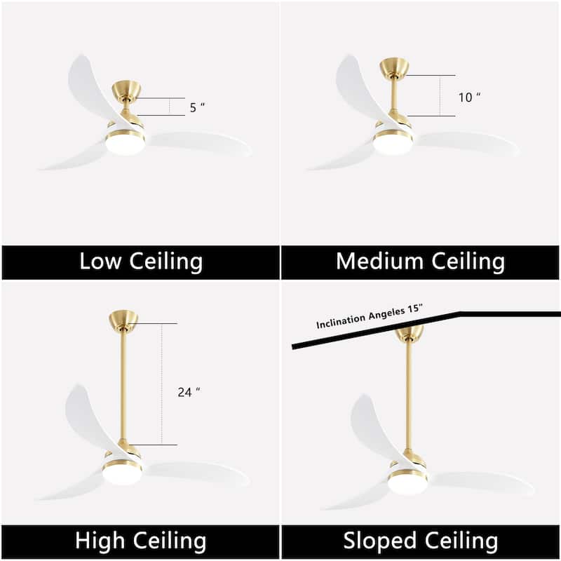 Sofucor 45 Inch Ceiling Fan with Light and Remote,Indoor/Outdoor with 3-Timer,Low Profile Quiet for Bedroom Living Room Patio