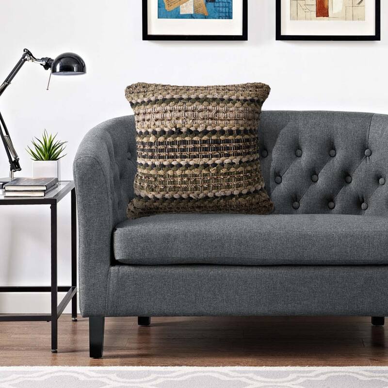 HomeRoots 18" X 18" Beige And Brown 100% Cotton Striped Zippered Pillow