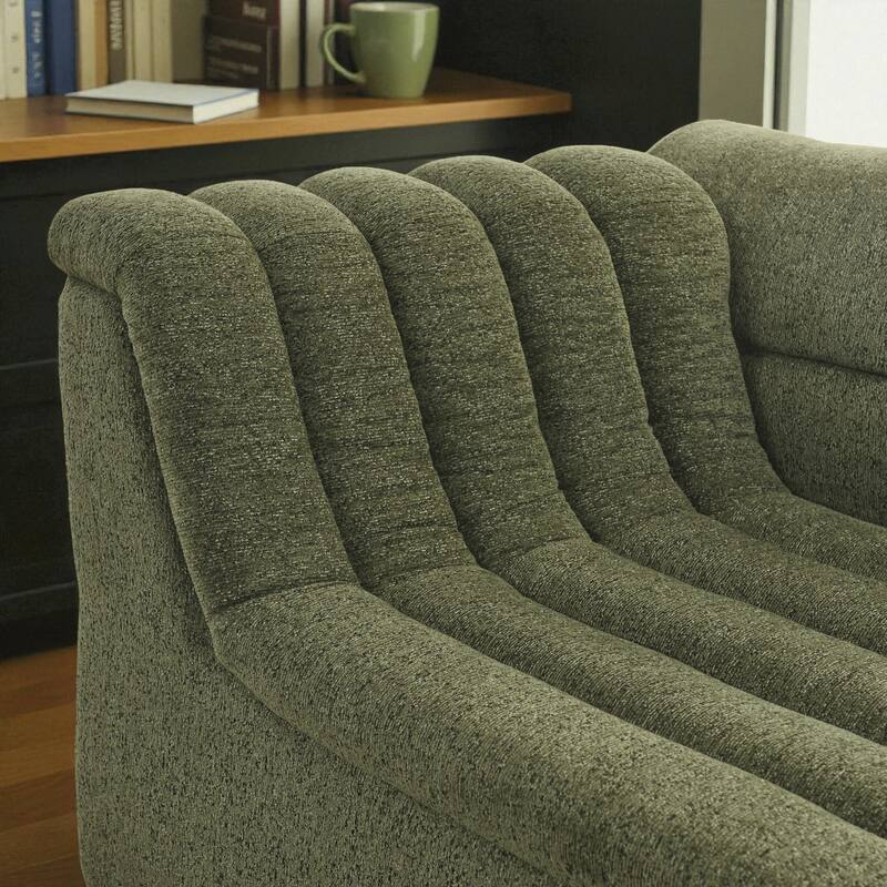 135" Chenille U-Shaped Modular Sectional Couch with Chaise, Movable Ottoman, Deep Seat Boneless Sofa for Living Room