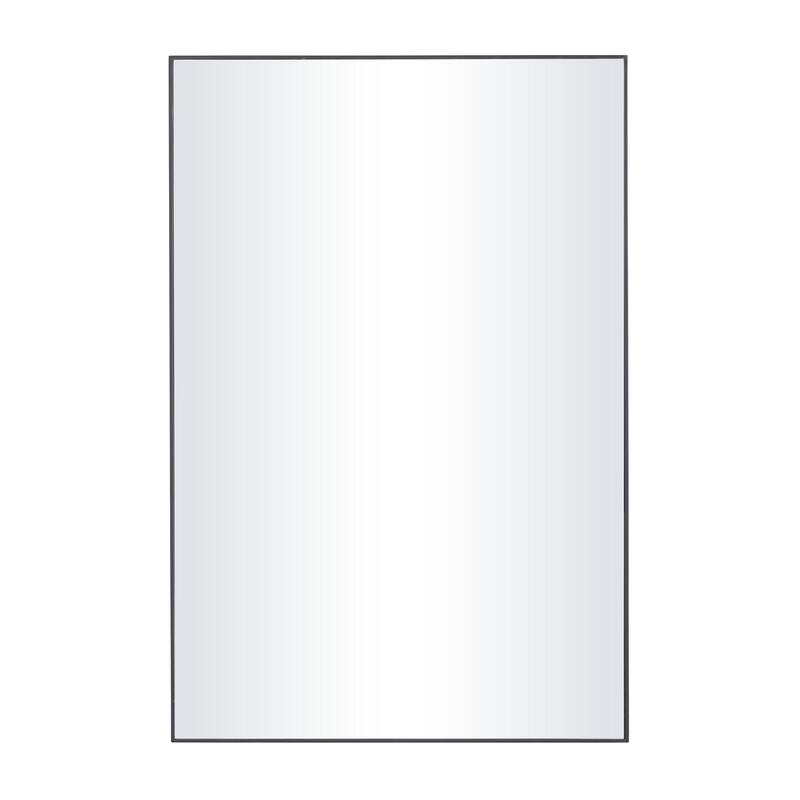 Wood Room Wall Mirror with Thin Minimalistic Frame - Black, White or Gold - Roche River Decor - Black - 24"W, 36"H