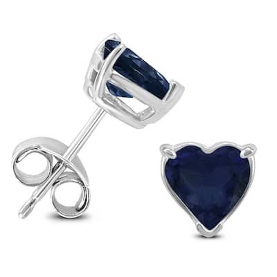 Marquee 14K White Gold 4MM Heart Sapphire Earrings