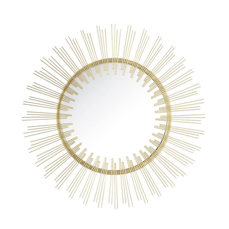 Gold 31 in. W x 31 in. H Sunburst Mid-Century Modern Metal Framed Accent Mirror - 31.5 in. W x 31.5 in. H x 1 in. D