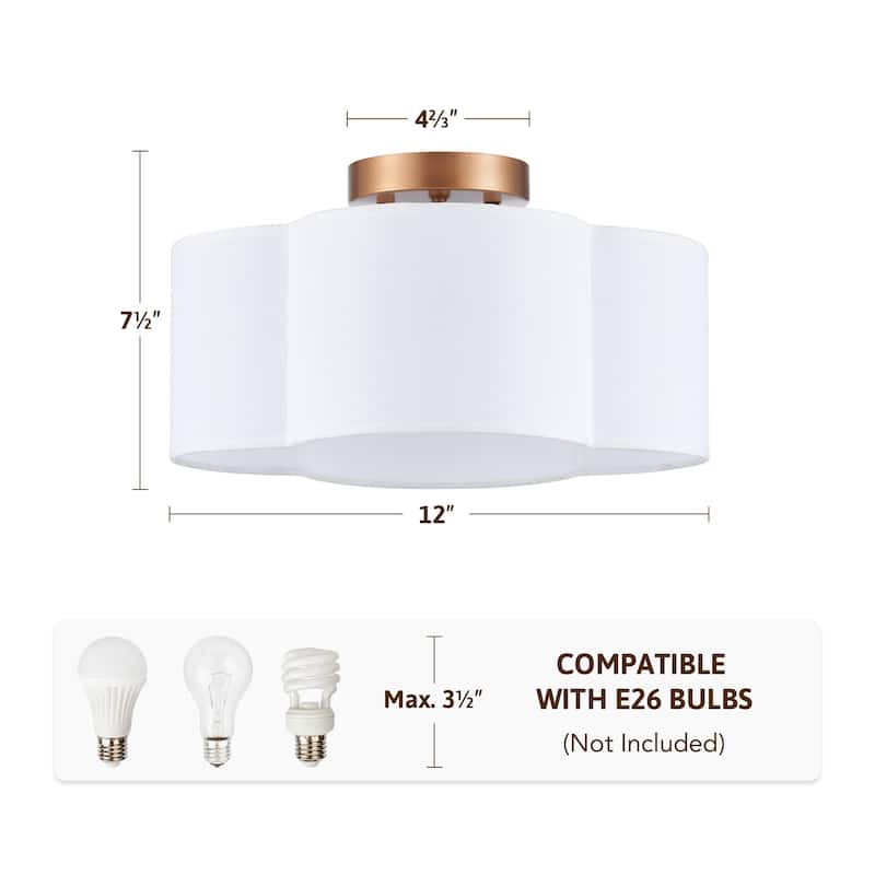 CO-Z 4 Light Clover Semi-Flush Mount Ceiling Light - Gold & White