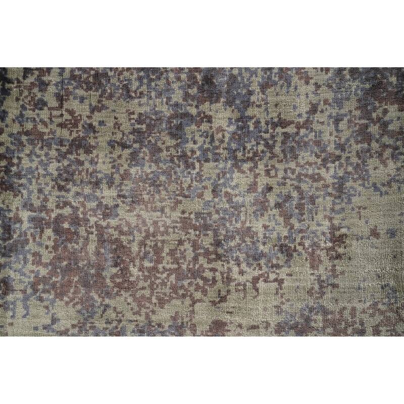 Hand Knotted Oriental Viscose Silk Carpet Modern All-Over Multi-Colored Abstract Area Rug - 4' 7'' X 2' 7''
