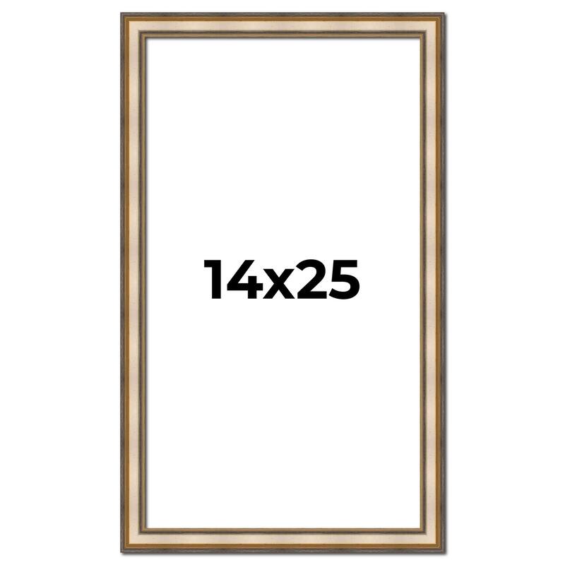 14x25 Frame Gold Solid Wood Shadow Box Width 1.5 Inches | Interior Frame Depth 2 3/8 Inches
