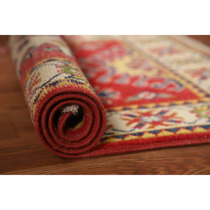 Traditional Red Kazak Oriental Foyer Rug Handmade Wool Carpet - 2'0"x 3'0" - 2'0"x 3'0" - Red