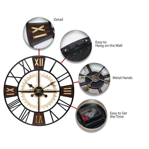 Shop Graham 24 Inch Decorative Roman Numeral Wood Wall Clock 24