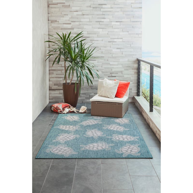 Liora Manne Carmel Collection Sea Turtles Indoor/ Outdoor Area Rug
