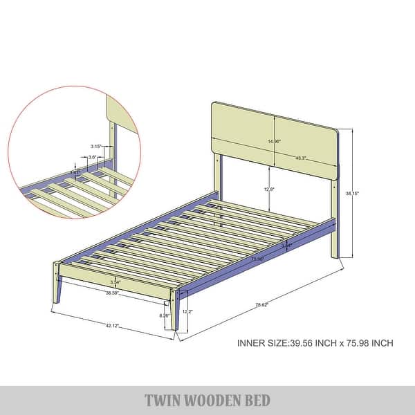 dimension image slide 1 of 4, CraftPorch Minimalist Wooden Bed