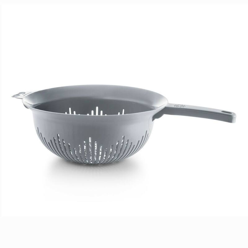 YBM Home 9.75 In. Deep Plastic Colander with Long Handle Use for Pasta - Grey