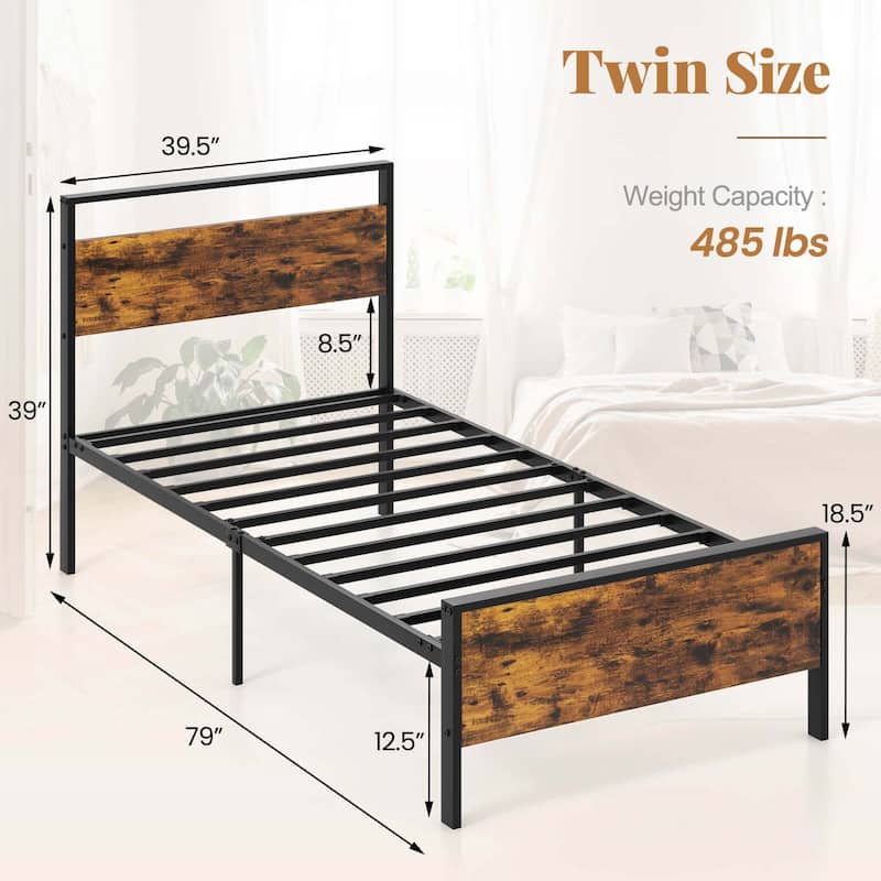 Twin/Full/Queen/King Size Bed Frame Heavy-Duty Mattress Foundation - Twin