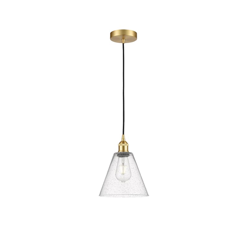 Innovations Lighting Berkshire - 1 Light 8" Cord Hung Mini Pendant - Satin Gold/Seedy
