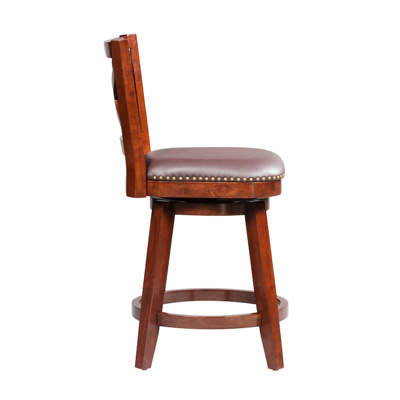 Broadmoor Cherry Brown Swivel Armless Wood Stool
