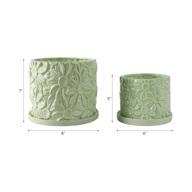 Ceramic Daisy Flower Planter (Set of 2) - 6"