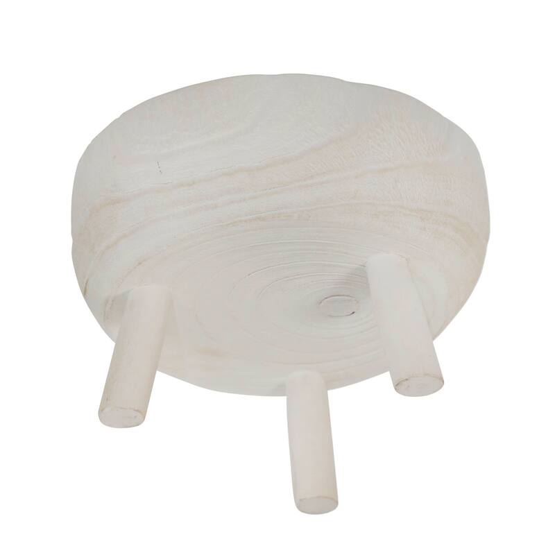Sagebrook Home Paulownia Wood Decorative Bowl with Tripod Legs - Handcrafted Coastal Accent for Modern and Rustic Decor