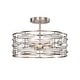 preview thumbnail 3 of 10, Anita Satin Nickel 3-Light Drum Shade Clear Glass Prism Flush Mount - 17.2 inches in diameter x 11.3 inches H