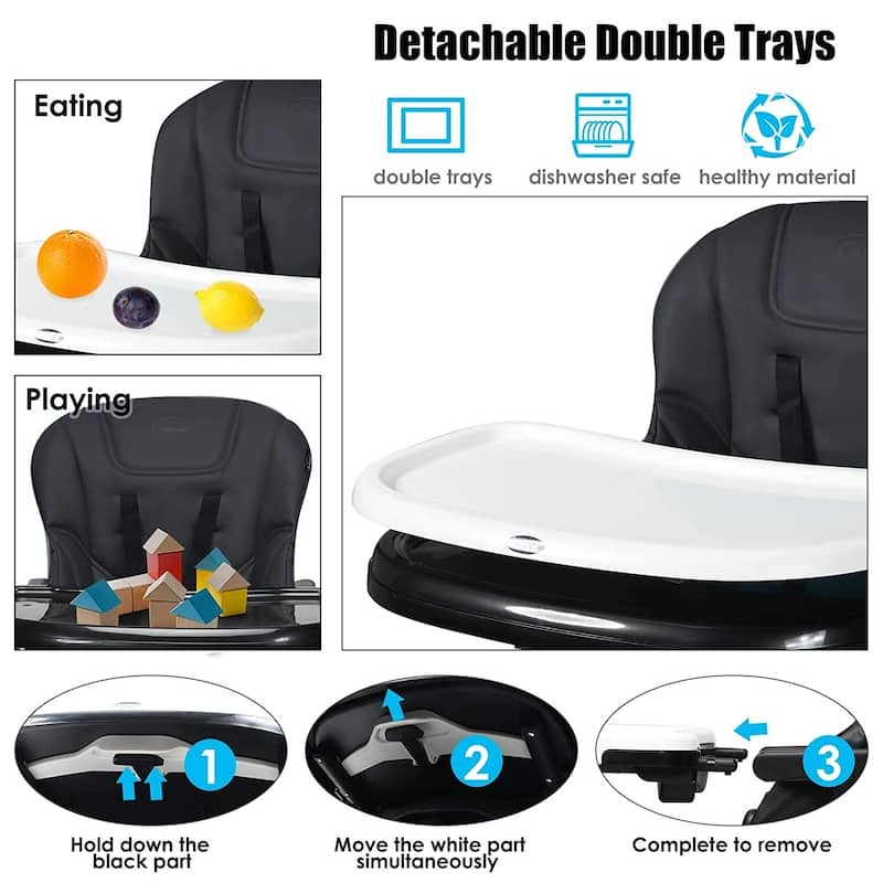 4 in 1 High Chair-Booster Seat with Adjustable Height and Recline - 21 x 28 x 41 inch (MAX)