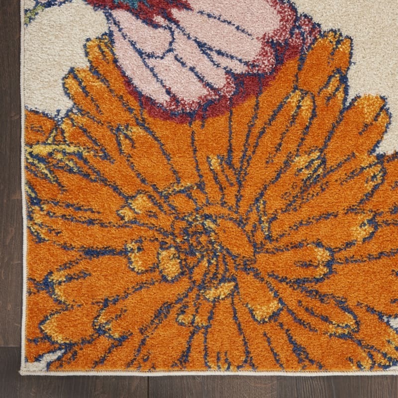 Power Loomed Floral Traditional Low Pile Area Rug