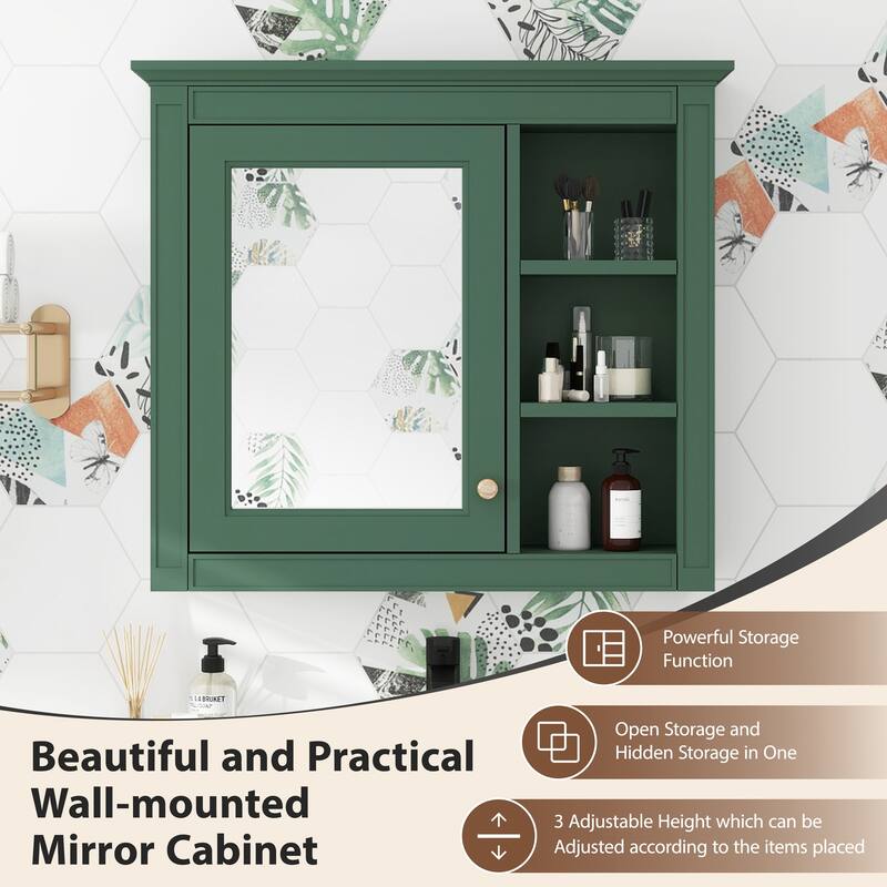 30'' x 28'' Medicine Cabinet, Wall Mounted Bathroom Storage Cabinet, Modern Bathroom Wall Cabinet with Mirror,Medicine Cabinet