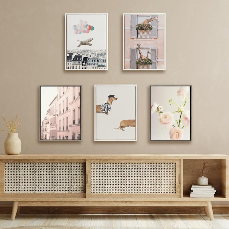 Sylvie Beaded Giraffe Neighbors Framed Canvas by July Art Prints