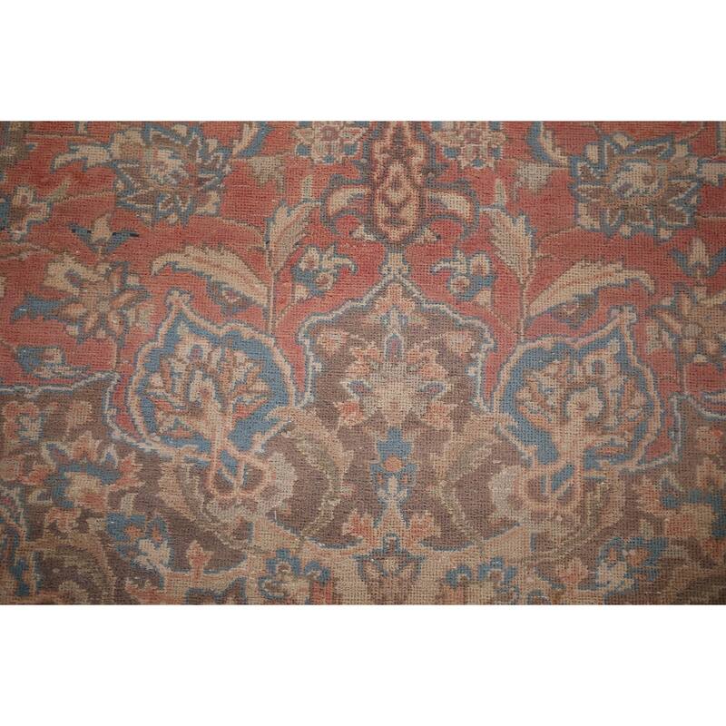 Traditional Pink Mashad Persian Vintage Rug Hand-Knotted Wool Carpet - 9'4"x 12'0"