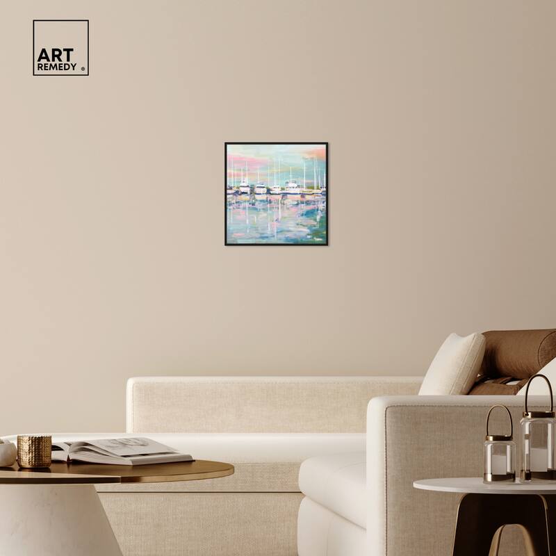 Art Remedy Coastal Dock Framed Sailing 1 Piece Canvas Wall Art