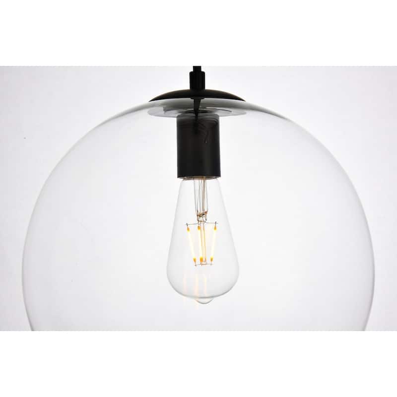 Placido Collection Pendant D11.8 H11.4 Lt:1 Black and Clear Finish