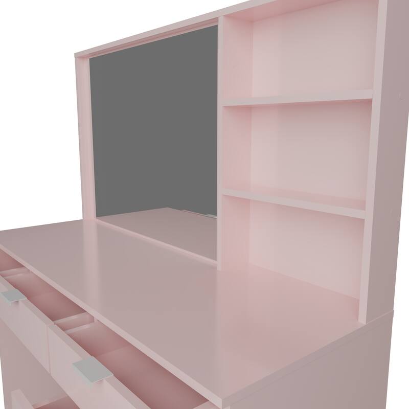 Kappesberg Jade Vanity with Mirror – 6 Drawers and Open Niches - N/A