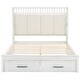 preview thumbnail 12 of 10, Queen Platform Kids Bed Frame with Upholstered Headboard & Drawers, Antique White