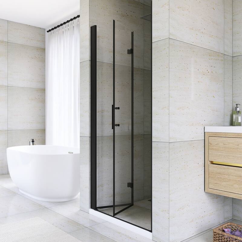 Bifold Framed Shower Door in Matte Black Finish