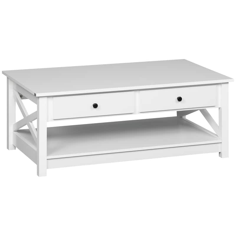 Coffee Table with Storage Drawers and Open Shelf