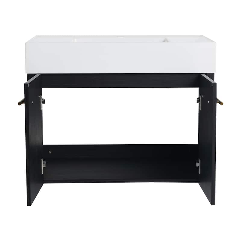 Bathroom Vanity With Sink In 24/30/36 Inch, Floating Bathroom Vanity with Soft Close Door