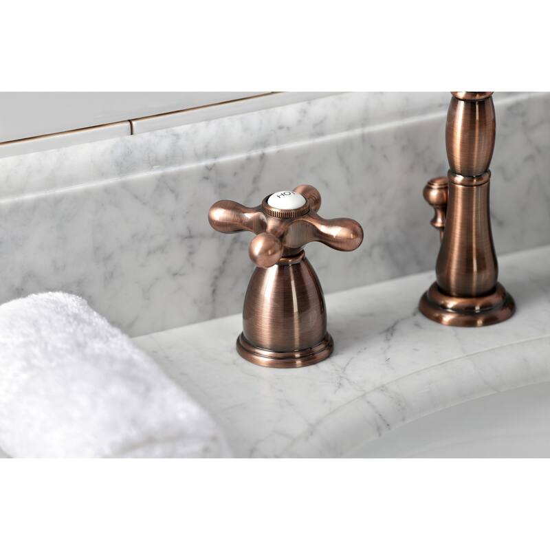 Kingston Brass Heritage 8 in. Widespread Bathroom Faucet in Antique Copper