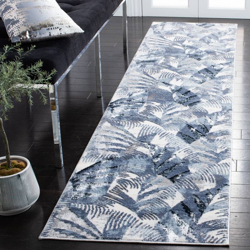SAFAVIEH Lagoon Eskarne Abstract Distressed Rug - 2'2" x 9' Runner - Ivory/Blue