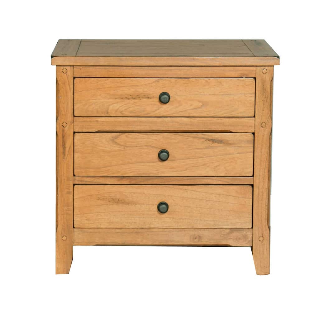 Rustic Light Brown 3 Drawer 29 in. W Nightstand with Sturdy Hardware and Ample Storage