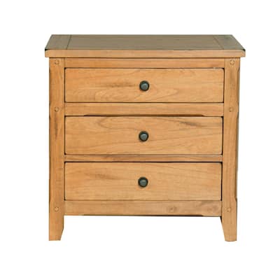 Rustic Light Brown 3 Drawer 29 in. W Nightstand with Sturdy Hardware and Ample Storage