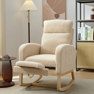 Modern Accent Rocking Chair Rocking Chair with Solid Wood Legs - Bed ...