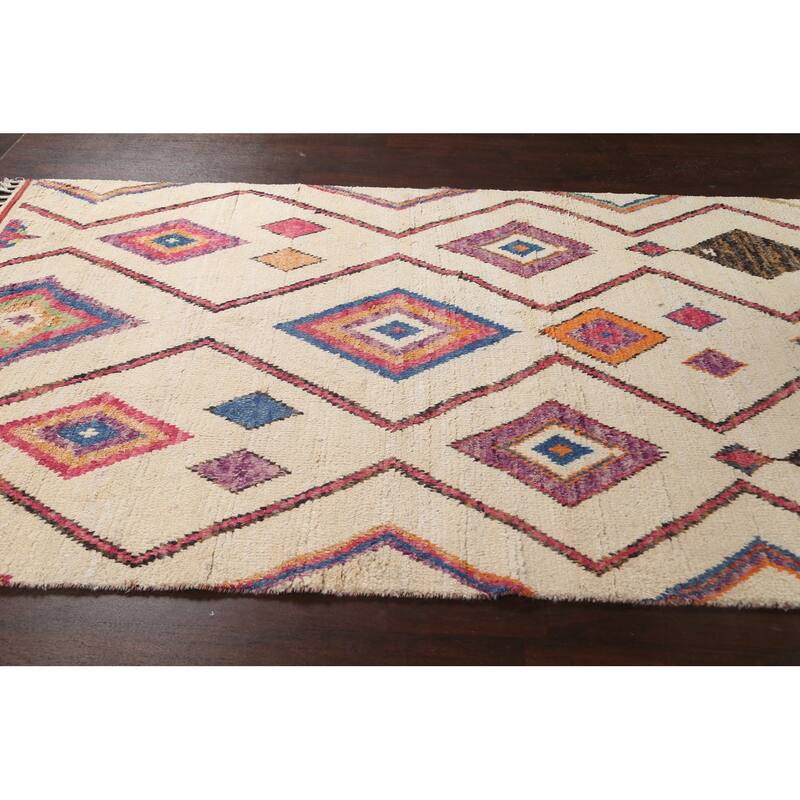 Tribal Geometric Moroccan Oriental Wool Area Rug Hand-knotted Carpet - 5'10" x 9'11"