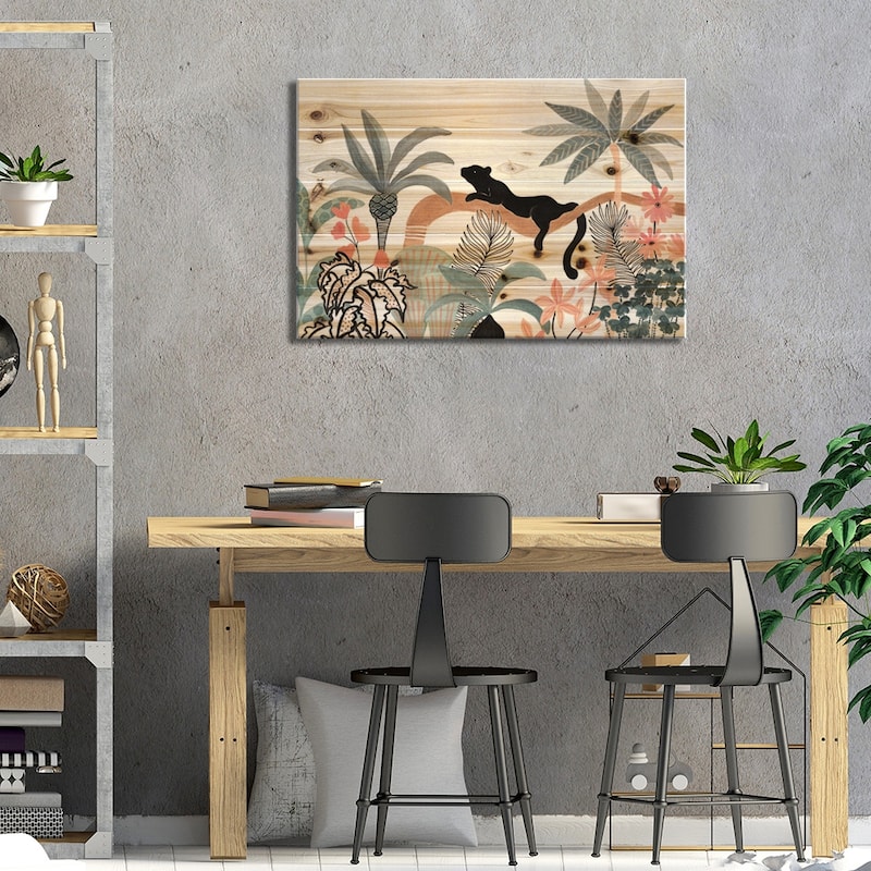 Jaguar In The Jungle Print On Wood by CreatingTaryn - Multi-Color