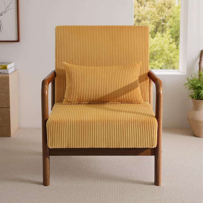Mid-Century Upholstered Accent Chair with Wood Frame
