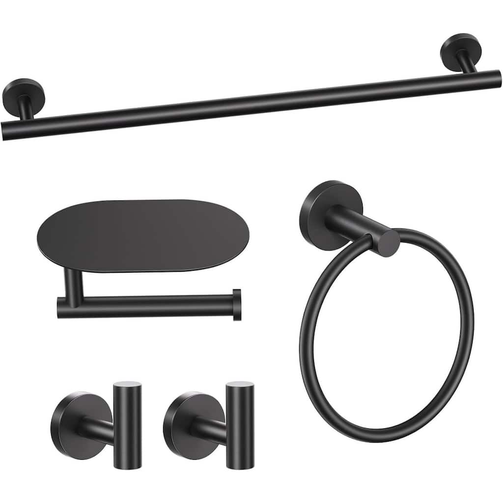 (Dark Black) Bathroom Hardware Set, 304 Brushed Stainless Steel, 24 Inch