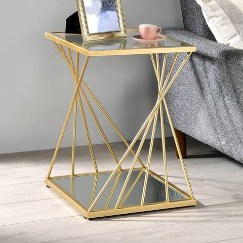 Furniture of America Lopita Contemporary Gold 16-inch 1-shelf Side Table