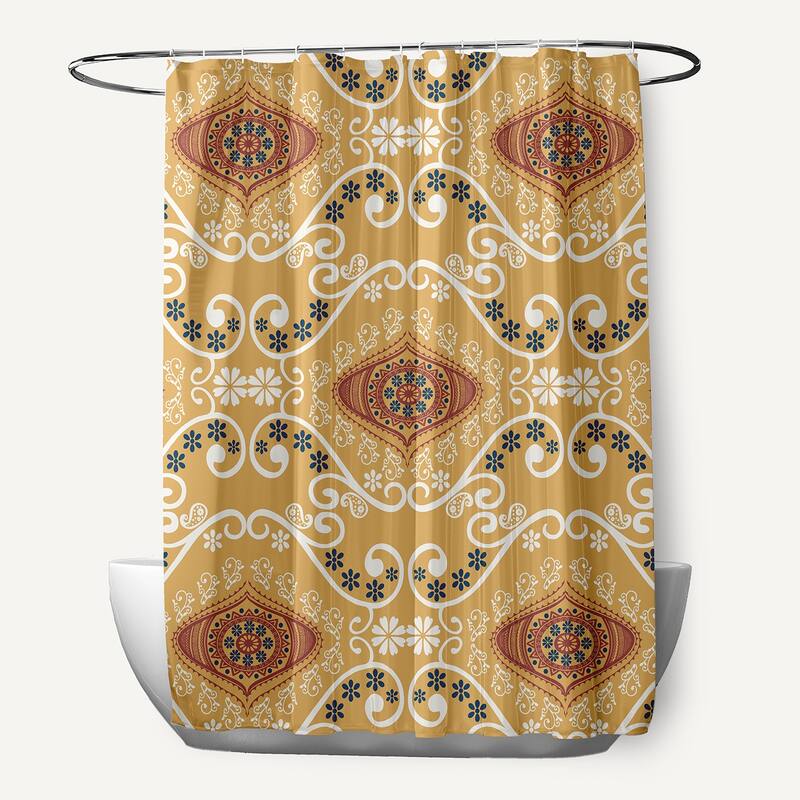 71 x 74-inch Illuminate Geometric Print Shower Curtain - Yellow